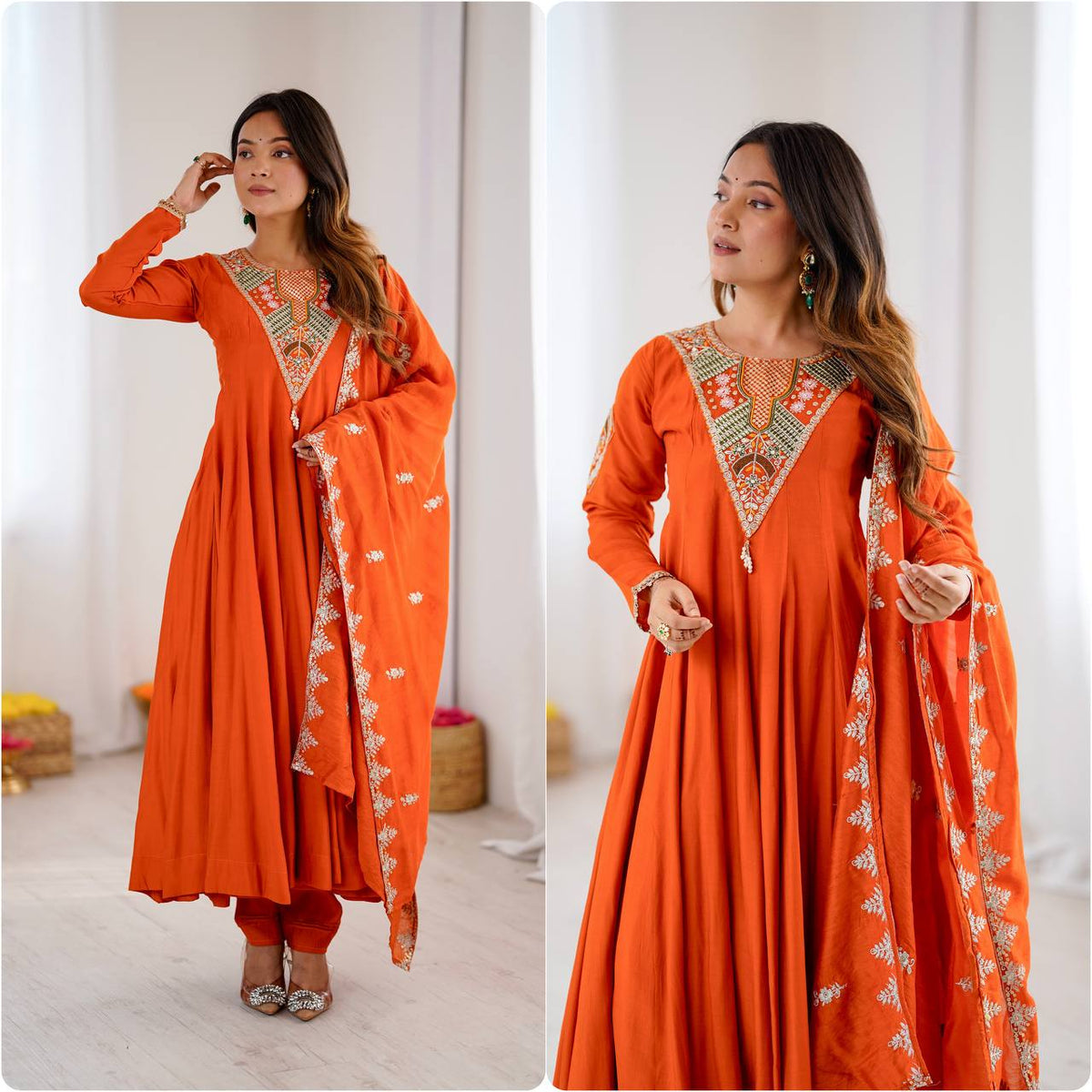 Vibrant Orange Anarkali Embroidery for Every Occasion