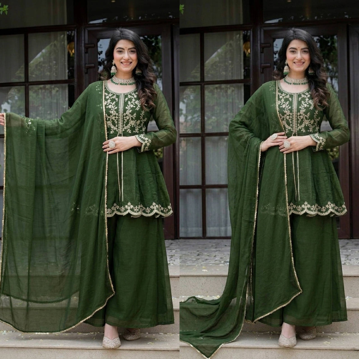 Elegant Green Embroidered Georgette Suit Collection