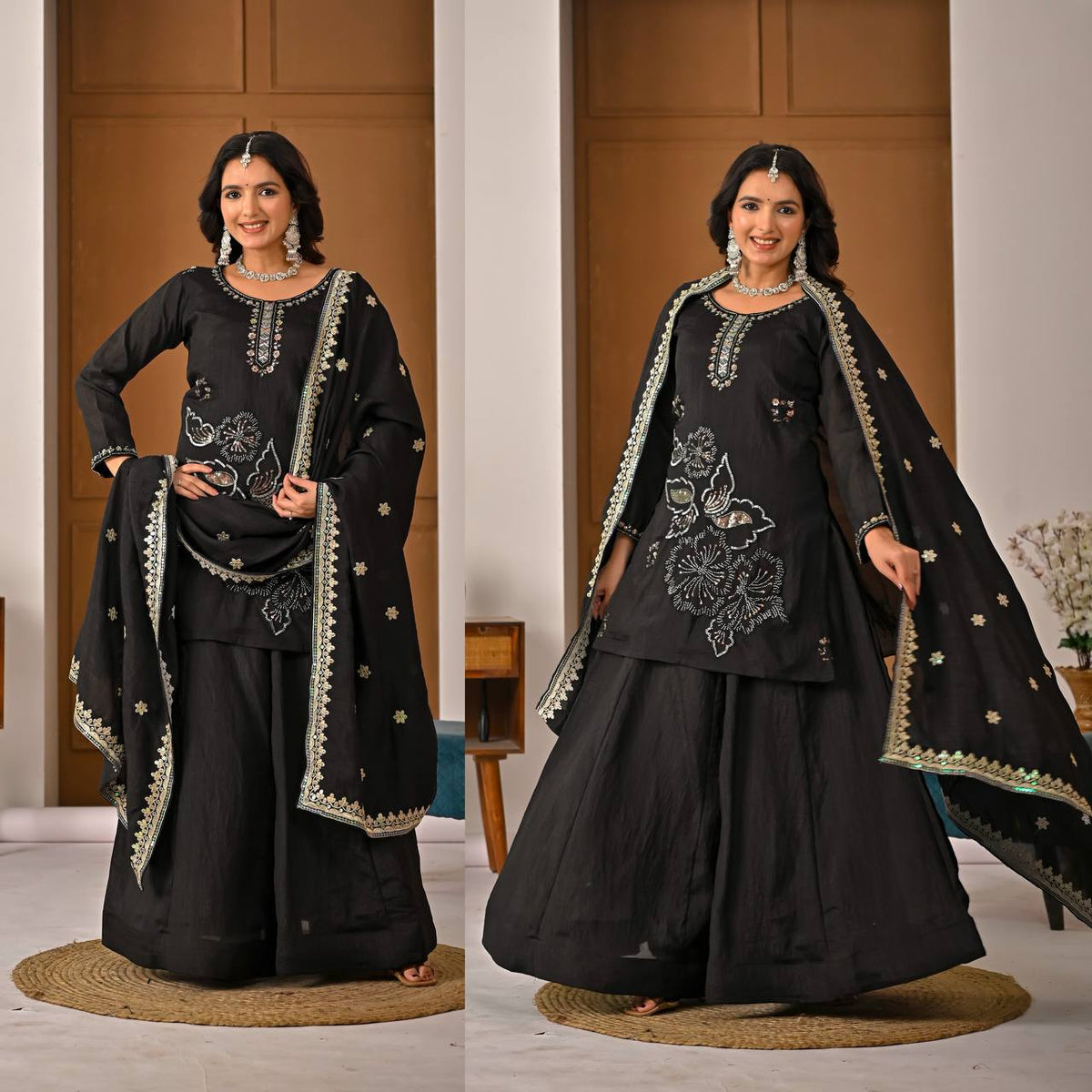 Sophisticated Black Ensemble with Dupatta