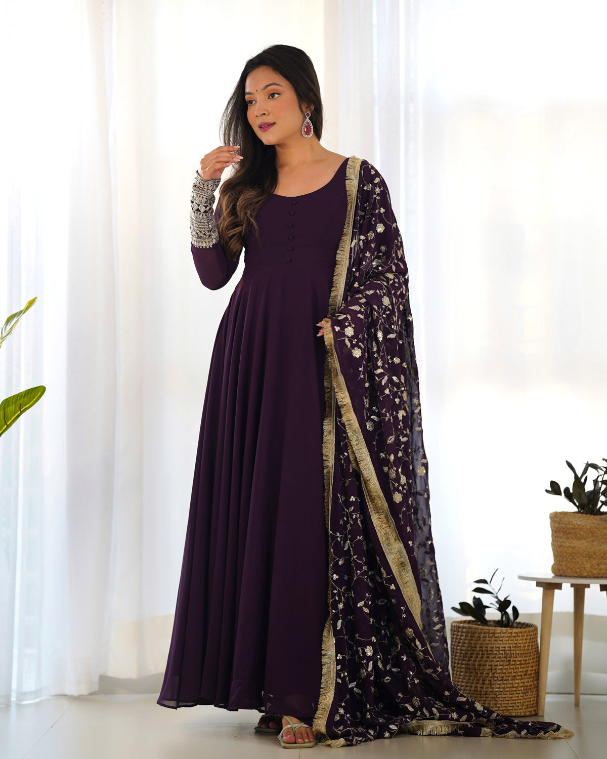 PRESENTING NEW GEORGETTE ANARKALI GOWN DUPPTA FULL SET WITH PENT READY TO WEAR