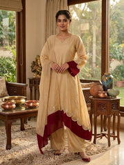 Classy Comfort Beige and Maroon Suit