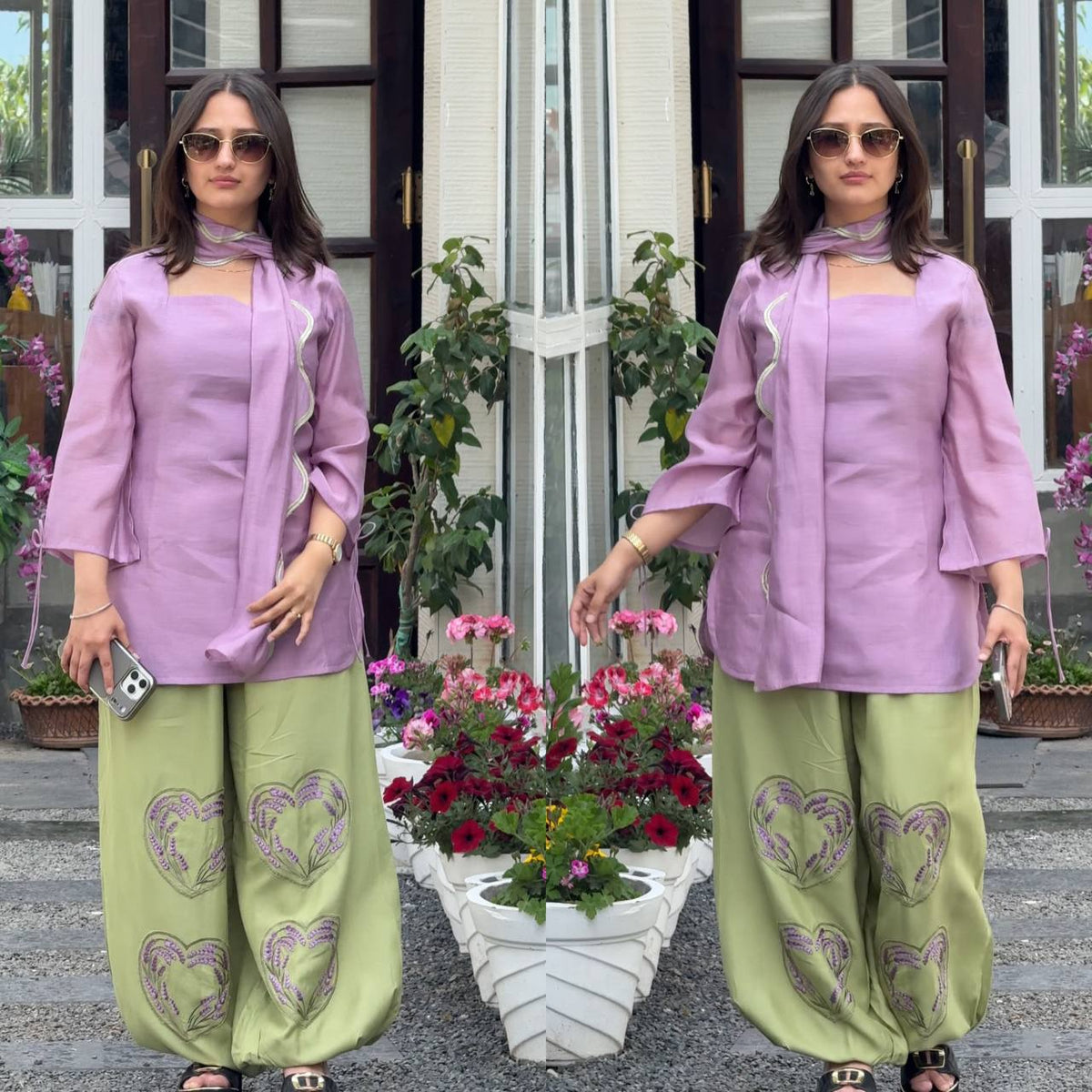 Effortless Style Purple and Green Combination