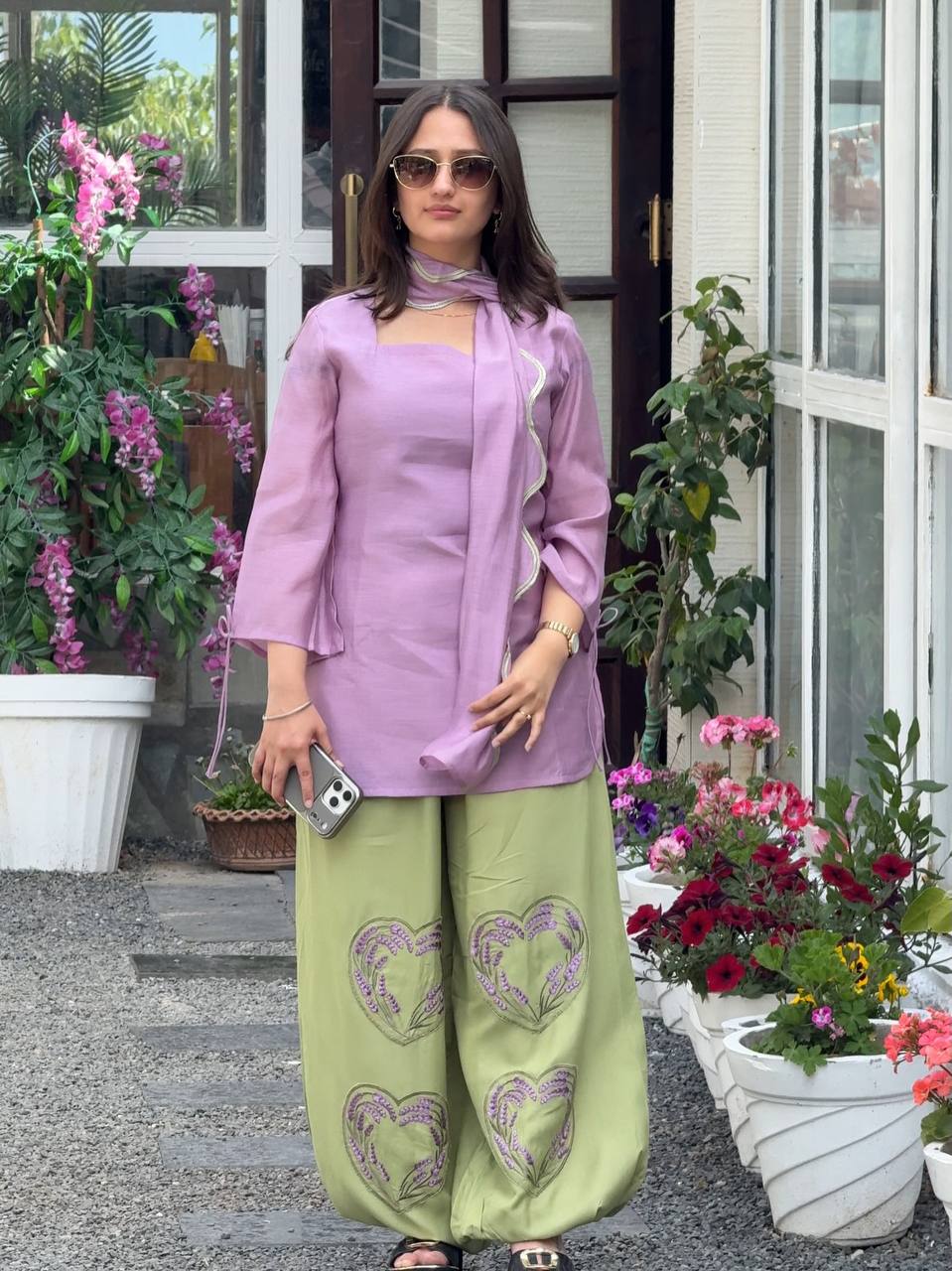 Effortless Style Purple and Green Combination