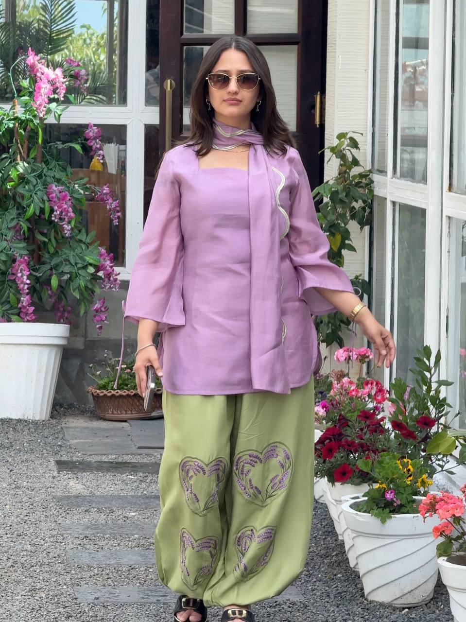 Effortless Style Purple and Green Combination