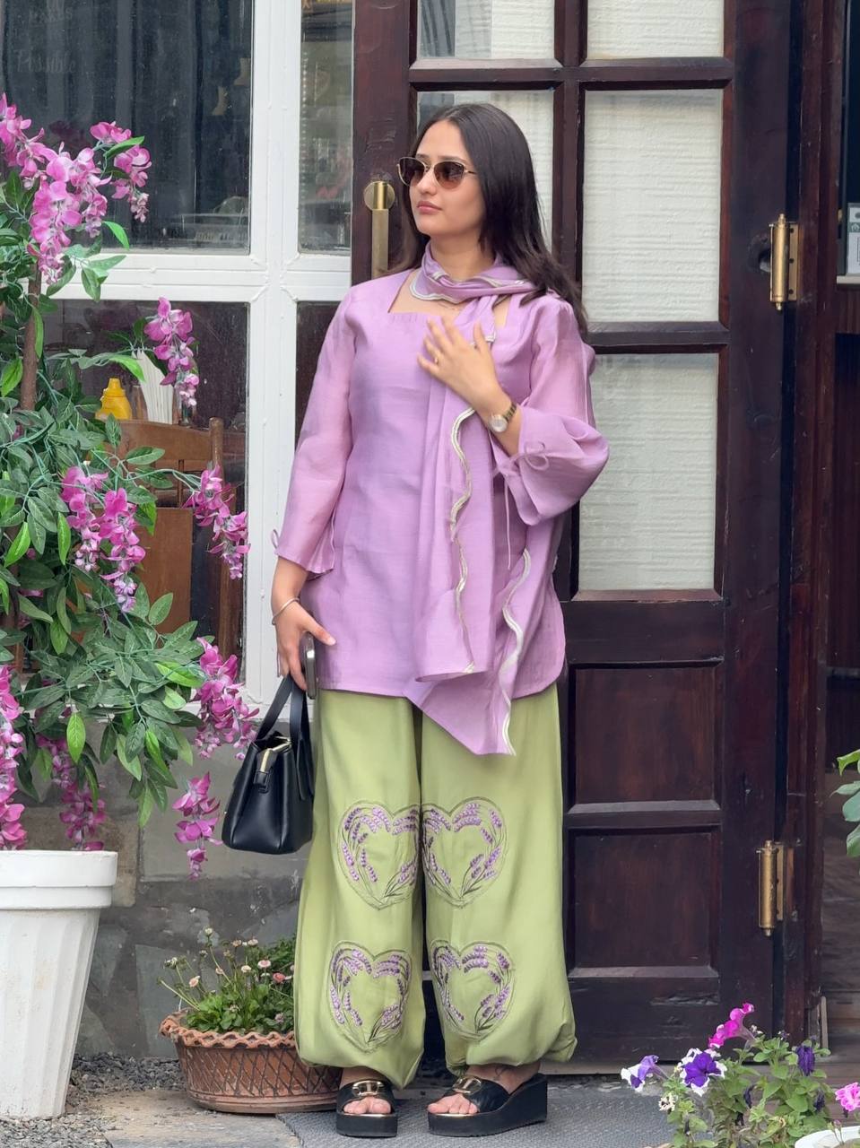 Effortless Style Purple and Green Combination