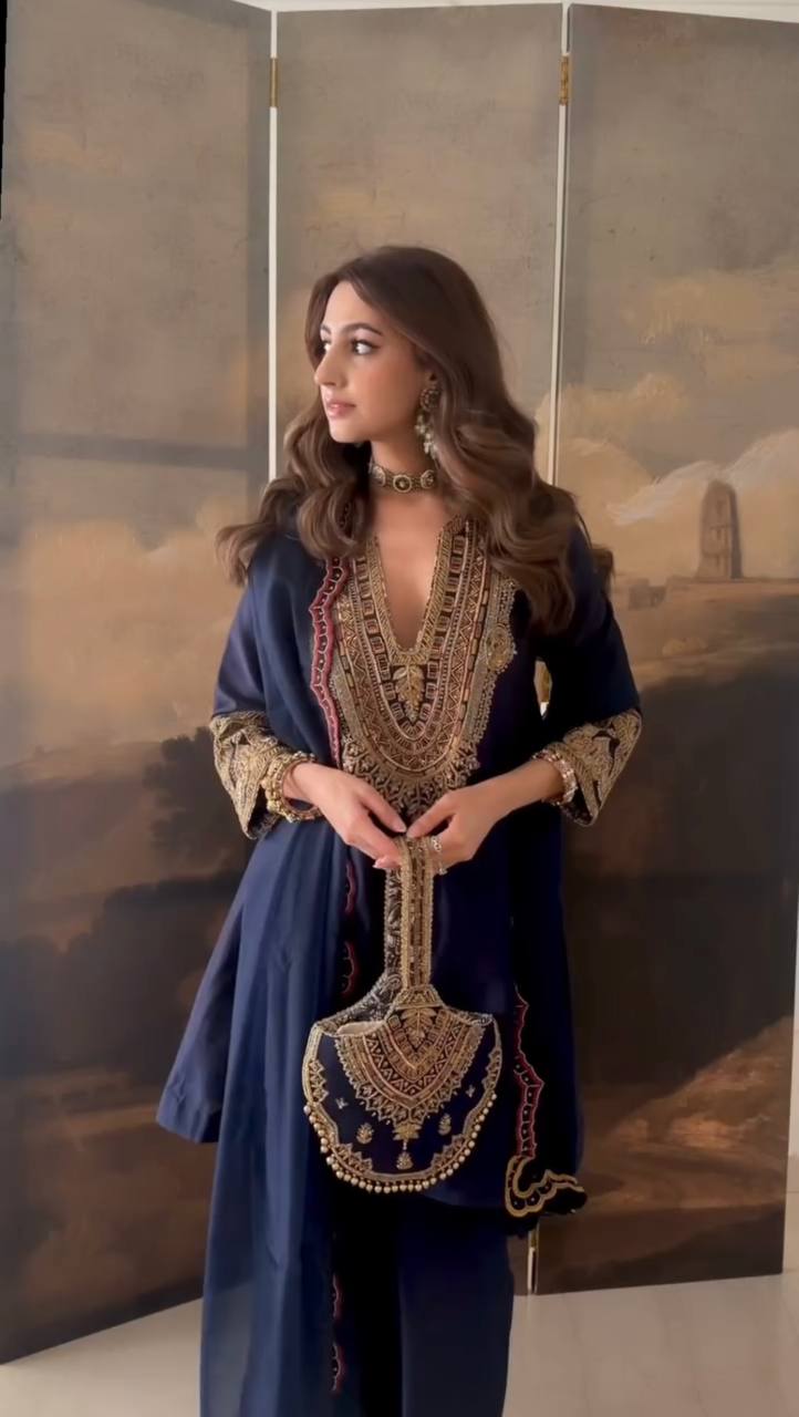 Luxe Elegance Blue Gold Tailored Perfection