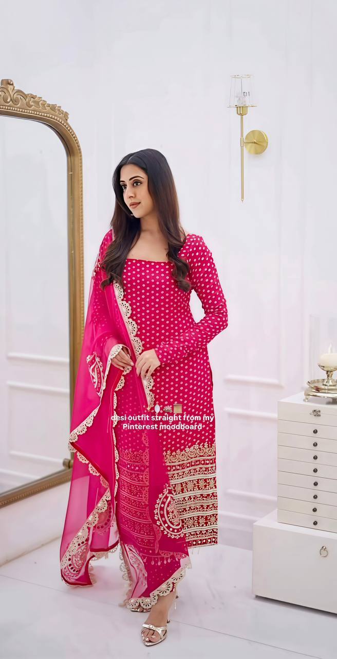 Enchanted Blossom Pink Embroidered Attire