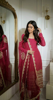 Enchanted Blossom Pink Embroidered Attire