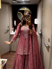 Beautifully Crafted Pink Plazzo Suit for You