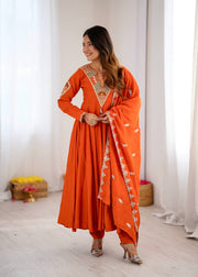 Vibrant Orange Anarkali Embroidery for Every Occasion