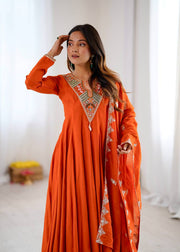Vibrant Orange Anarkali Embroidery for Every Occasion