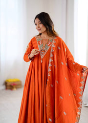 Vibrant Orange Anarkali Embroidery for Every Occasion