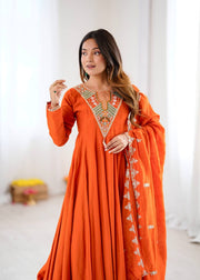 Vibrant Orange Anarkali Embroidery for Every Occasion