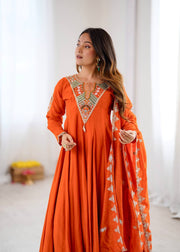 Vibrant Orange Anarkali Embroidery for Every Occasion