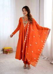 Vibrant Orange Anarkali Embroidery for Every Occasion