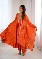 Vibrant Orange Anarkali Embroidery for Every Occasion