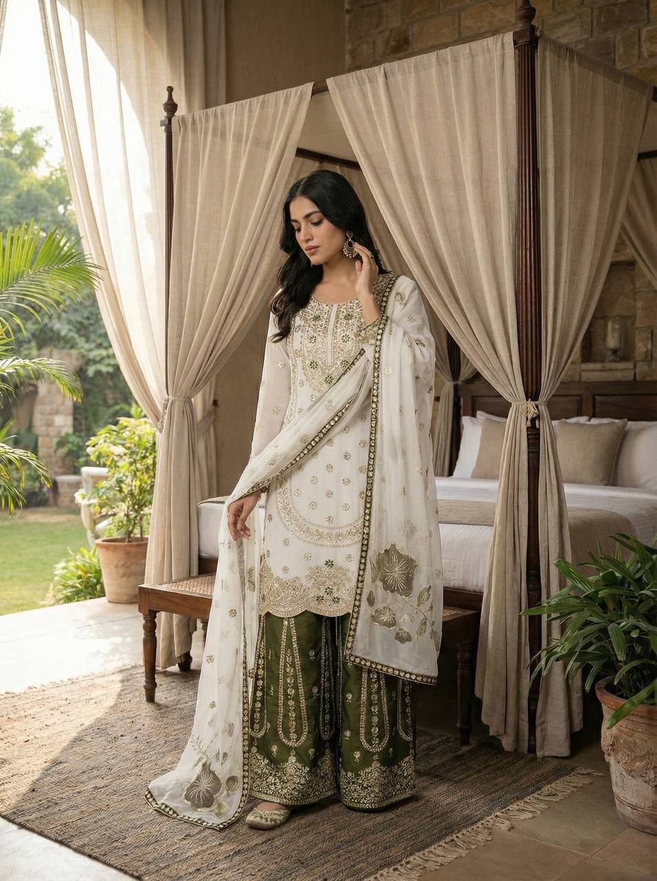 Vibrant Elegance in Traditional Pakistani Attire