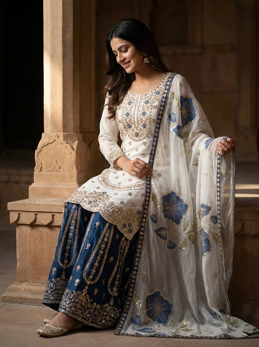 Vibrant Elegance in Traditional Pakistani Attire