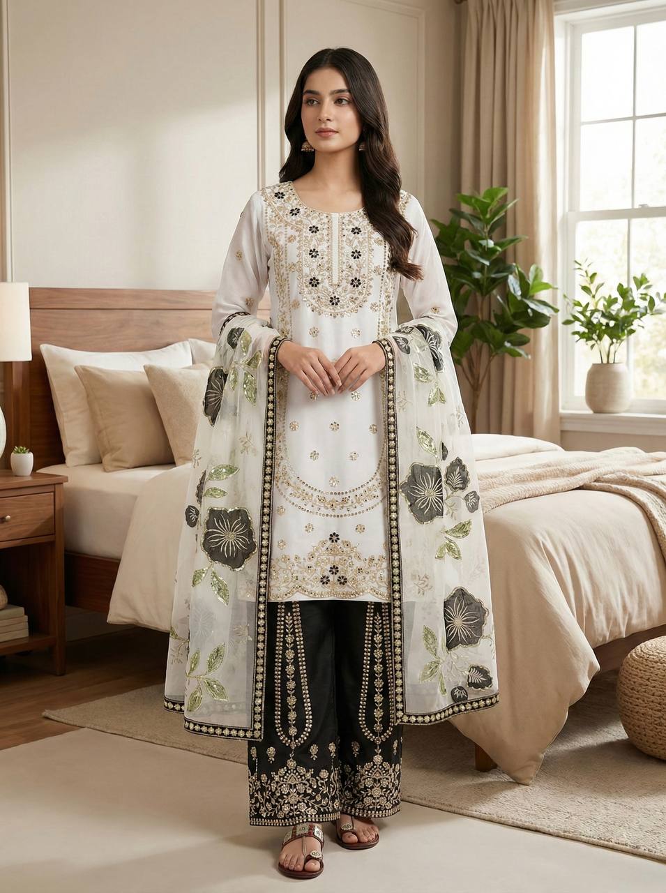 Vibrant Elegance in Traditional Pakistani Attire
