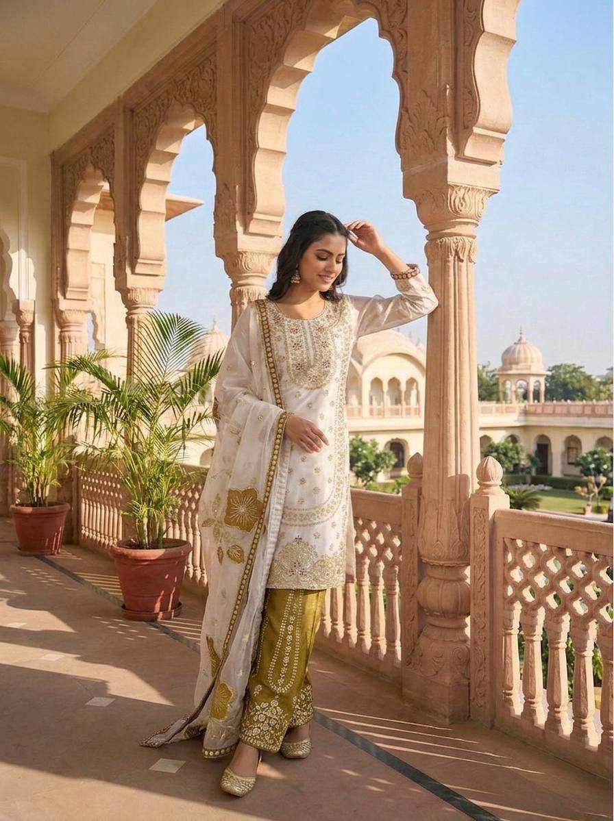 Vibrant Elegance in Traditional Pakistani Attire