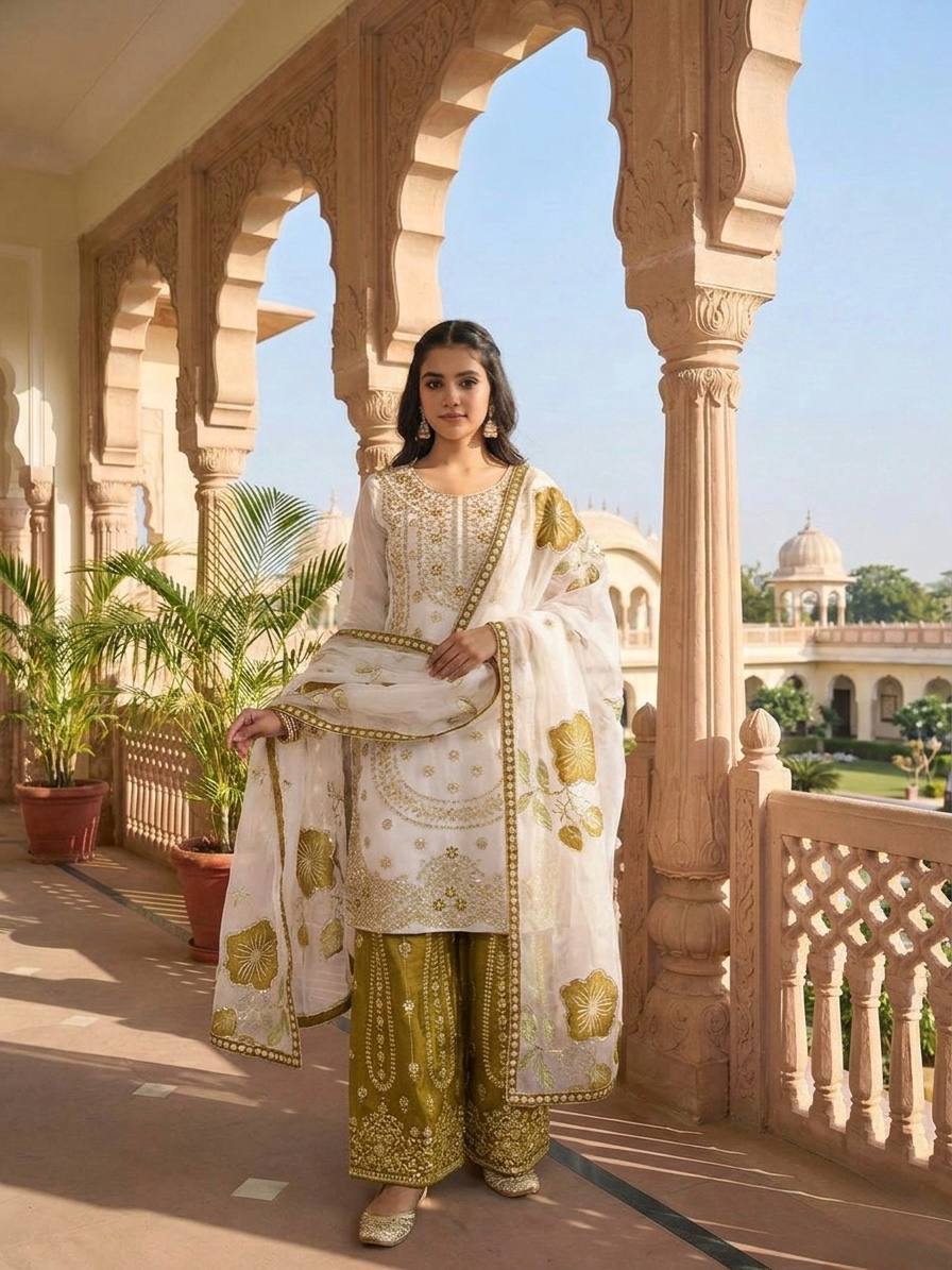 Vibrant Elegance in Traditional Pakistani Attire