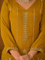 Stylish Mustard Suit Featuring Embroidered Details