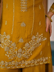 Stylish Mustard Suit Featuring Embroidered Details