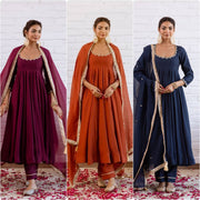 Elegant Wine Gota Patti Anarkali Suit Set