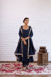 Elegant Wine Gota Patti Anarkali Suit Set