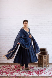 Elegant Wine Gota Patti Anarkali Suit Set