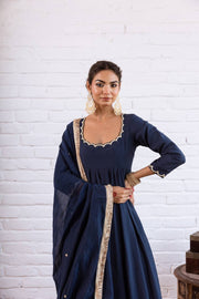 Elegant Wine Gota Patti Anarkali Suit Set