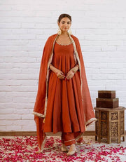 Elegant Wine Gota Patti Anarkali Suit Set