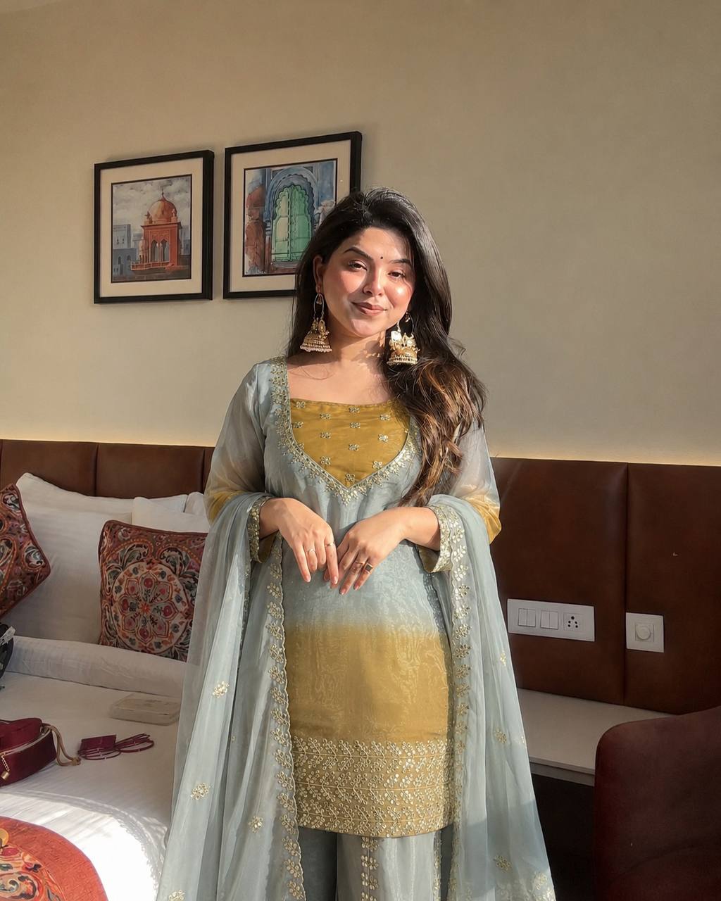 Luxe Grey Embroidered Net Suit Experience