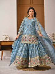 An elegant embellished traditional sharara suit set