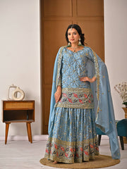 An elegant embellished traditional sharara suit set