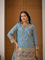 An elegant embellished traditional sharara suit set