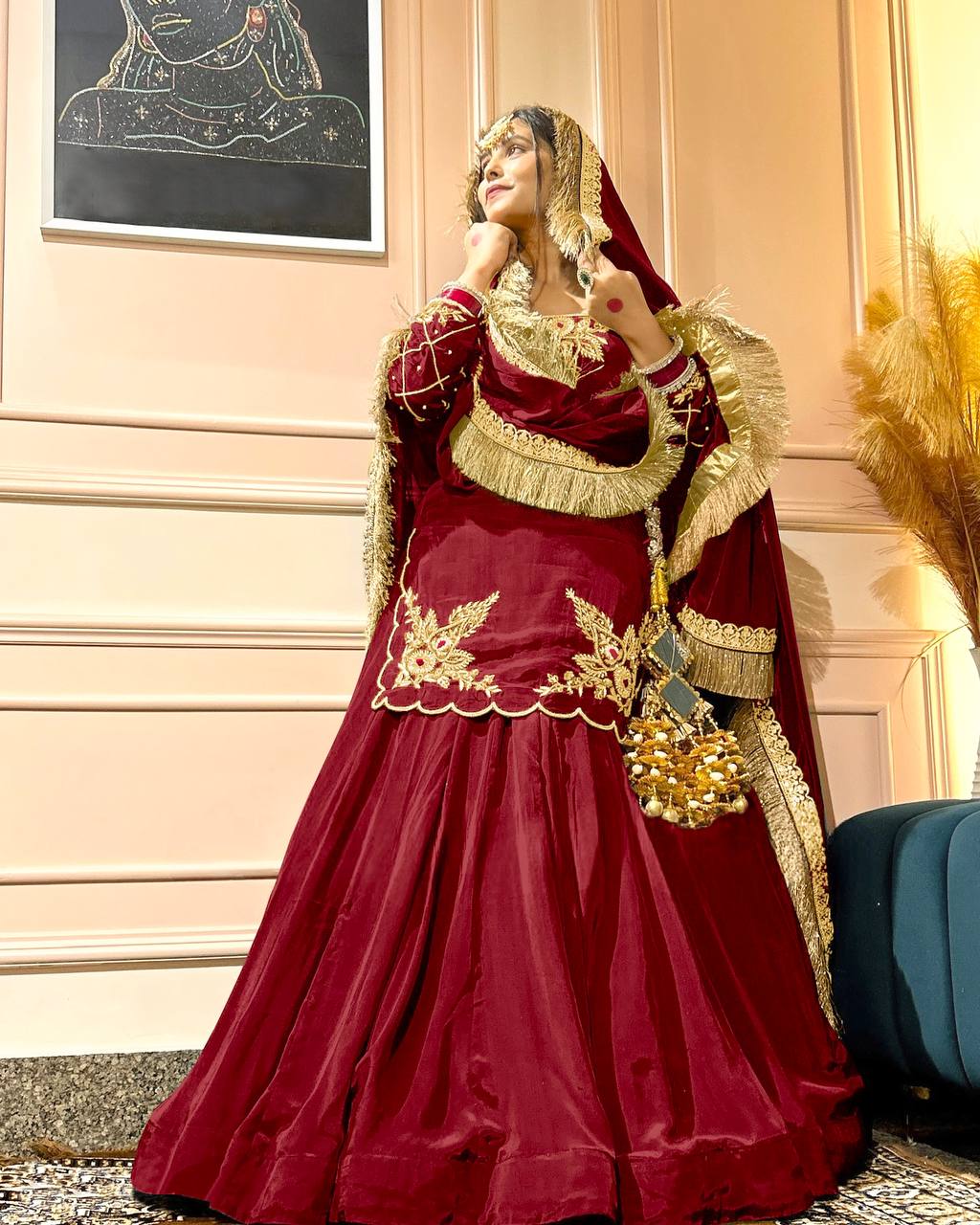 Regal Zari and Stone Embellished Hand work.