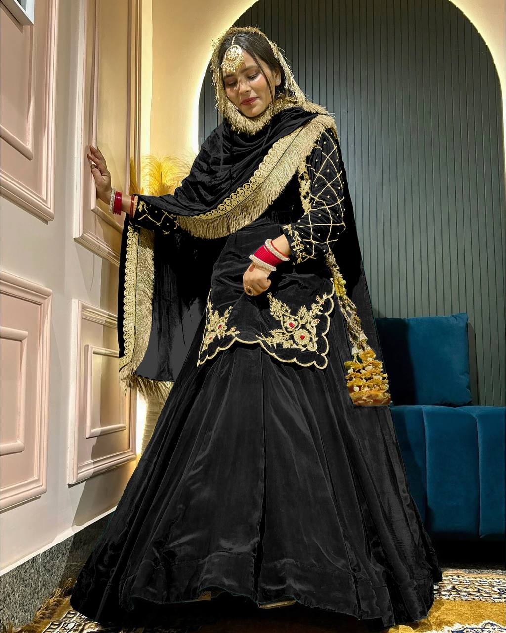 Regal Zari and Stone Embellished Hand work.
