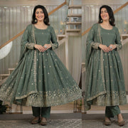 Fashionable Mustard Suit with Elegant Embroidery