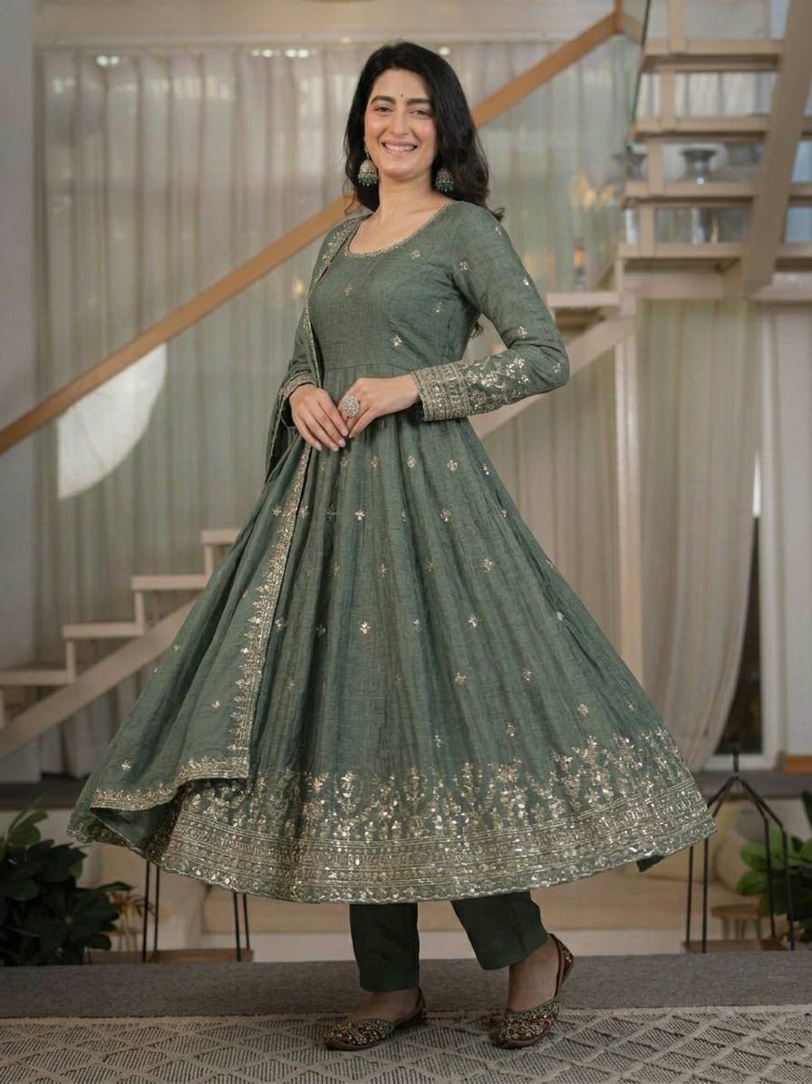 Fashionable Mustard Suit with Elegant Embroidery