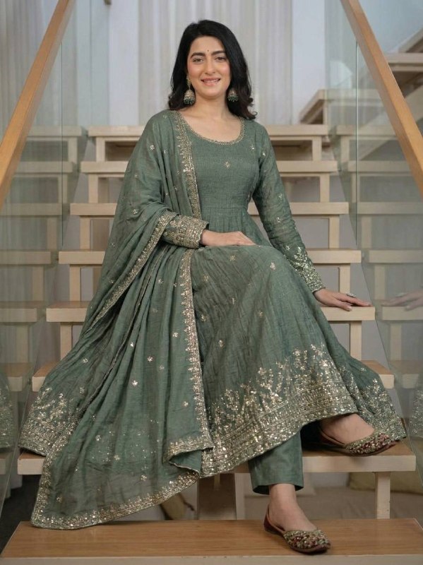 Fashionable Mustard Suit with Elegant Embroidery