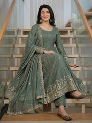 Fashionable Mustard Suit with Elegant Embroidery