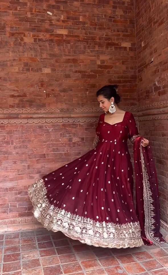 Timeless Charm Maroon Anarkali for Grace