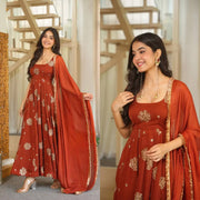Captivating Anarkali Bold Orange Elegance