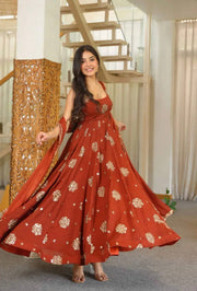 Captivating Anarkali Bold Orange Elegance