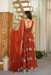 Captivating Anarkali Bold Orange Elegance