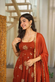 Captivating Anarkali Bold Orange Elegance