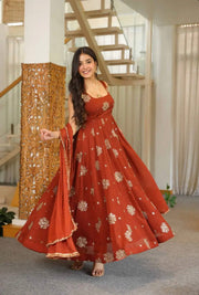 Captivating Anarkali Bold Orange Elegance