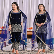 Premium Velvet Suit Adorned with Embroidery