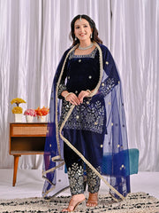 Premium Velvet Suit Adorned with Embroidery